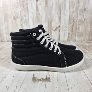 WHITIN Women Black Canvas Barefoot High Top Sneakers Wide Toe Box W823 Size 38